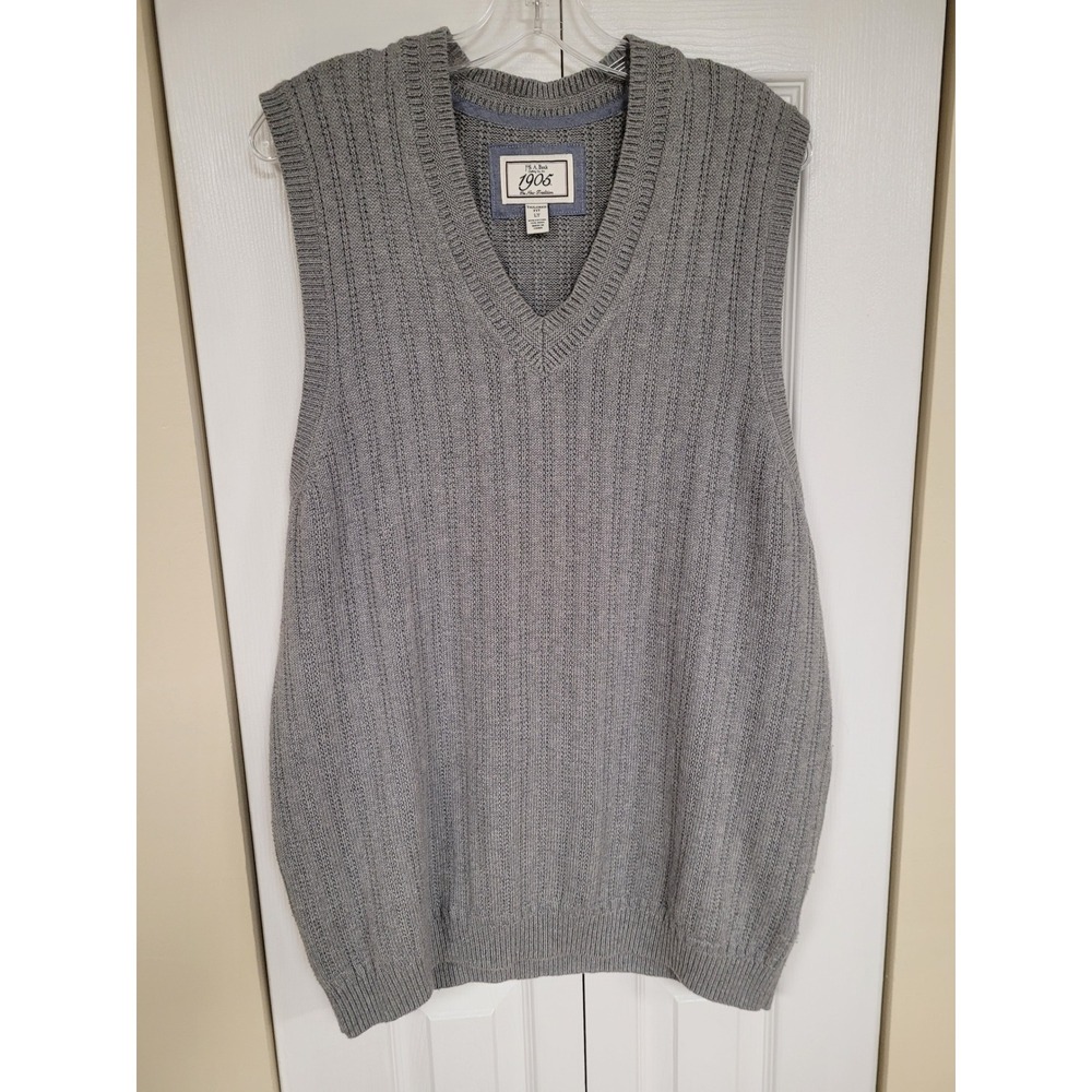 Jos A Bank 1905 Mens Large/Tall‎ Sweater Vest Tailored Fit Gray Knit Sleeveless